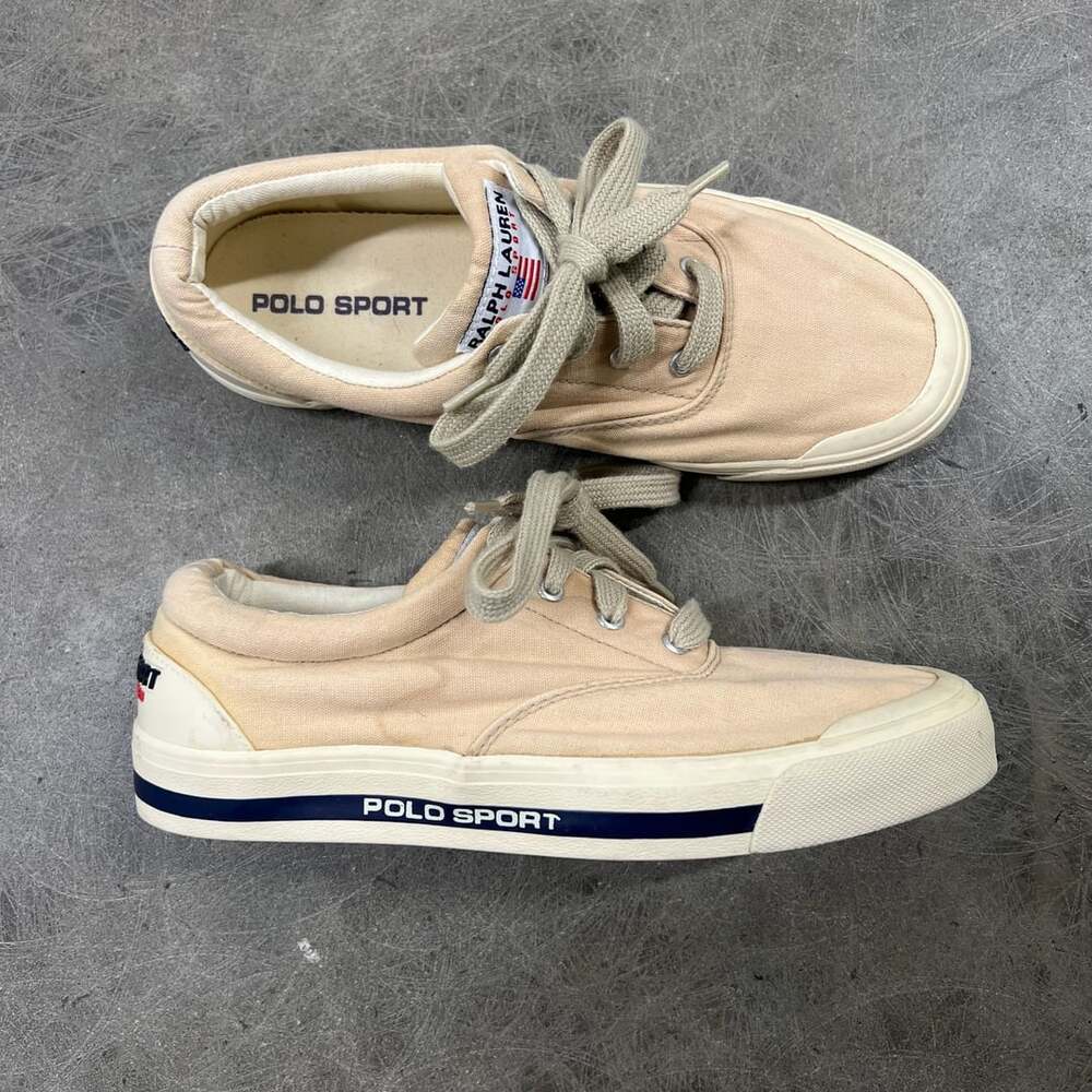 Polo Sport Ralph Lauren Canvas Sneakers Cream Low Top Womens 8.5